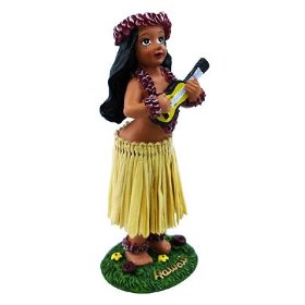 Show details of Mini Hula Girl with Ukulele Dashboard Doll (appeared on Verizon commercial).