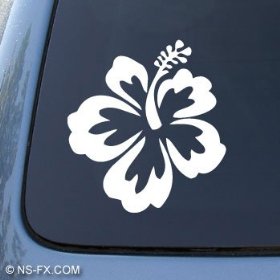 Show details of HIBISCUS FLOWER - Hawaiian - Car, Truck, Notebook, Vinyl Decal Sticker #1019 | Vinyl Color: White.