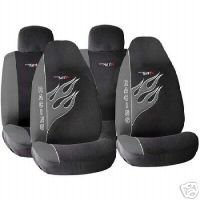 Show details of Matrix Grey Black Flames Front Rear Seat Covers Set.